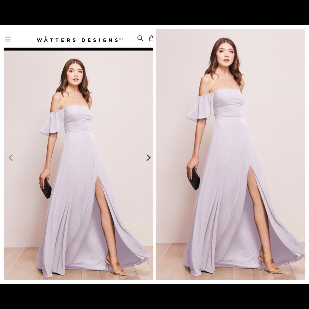 Never Worn Watters Wtoo Bailey Chiffon Bridesmaid Dress with Slit - Dusty Lilac